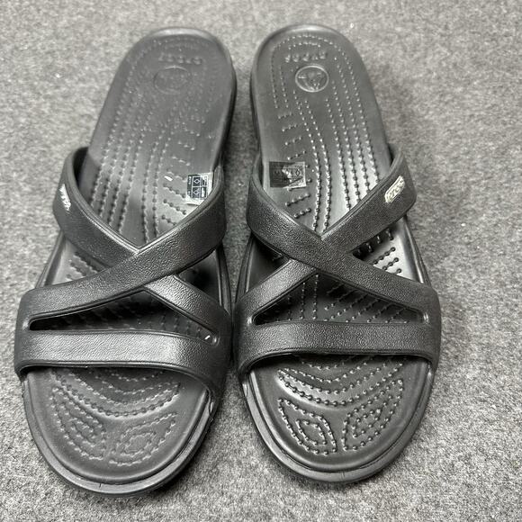 Crocs Women’s Patricia Wedge Slide Sandals Black Size W9 Comfort Slip-On - Picture 1 of 9